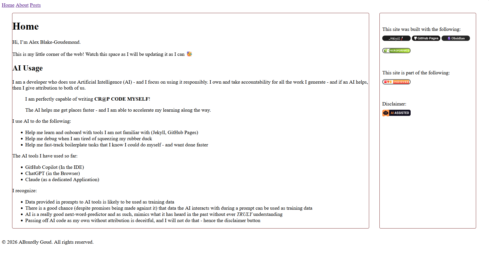 Screenshot showing the aside and buttons